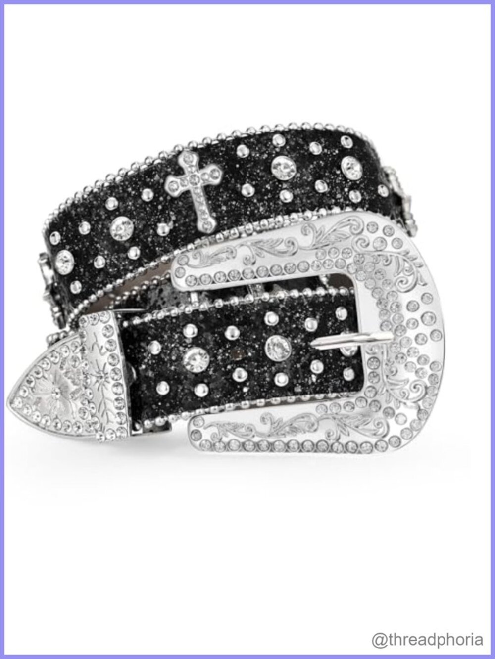 Rhinestone Studded Belt Faux Leather Western Cowboy Cowgirl Bling